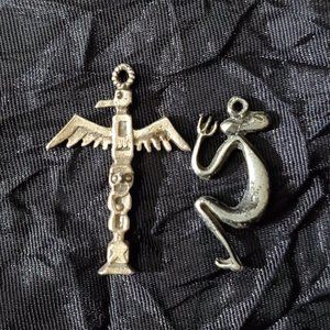 Native American Totem Pole & Kokopelli Earring, Pendant or Charm Base Metal